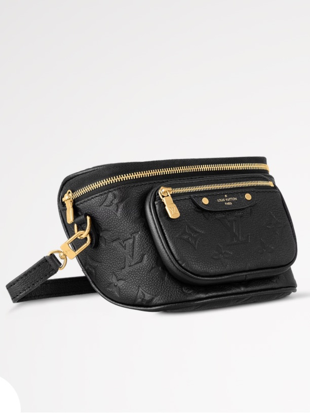 🌟💫 EUC! Louis Vuitton Black Leather Crossbody Belt Bag Gold Chain - Picture 5 of 11